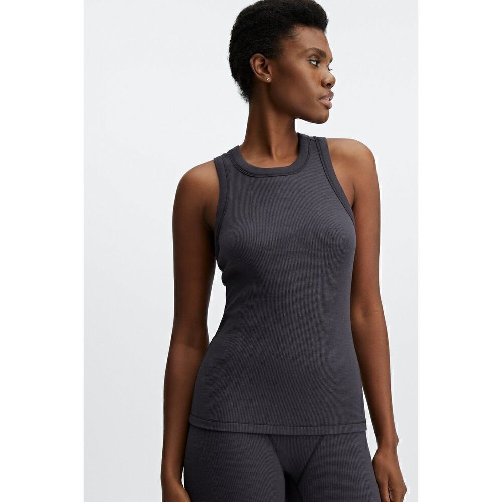 Fabletics Size XL Tinsley Waffle Tank Top Gray Pewter Athletic Workout Active